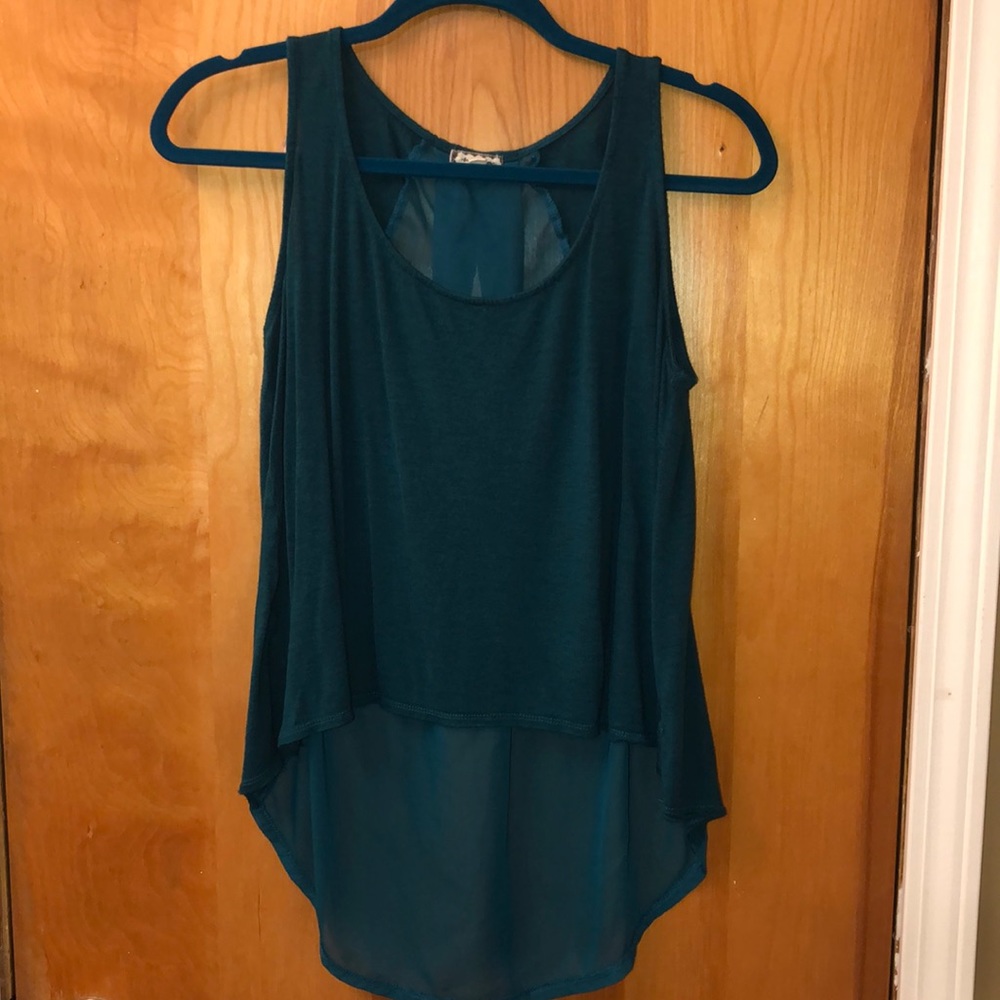 Turquoise crop top with sheer back